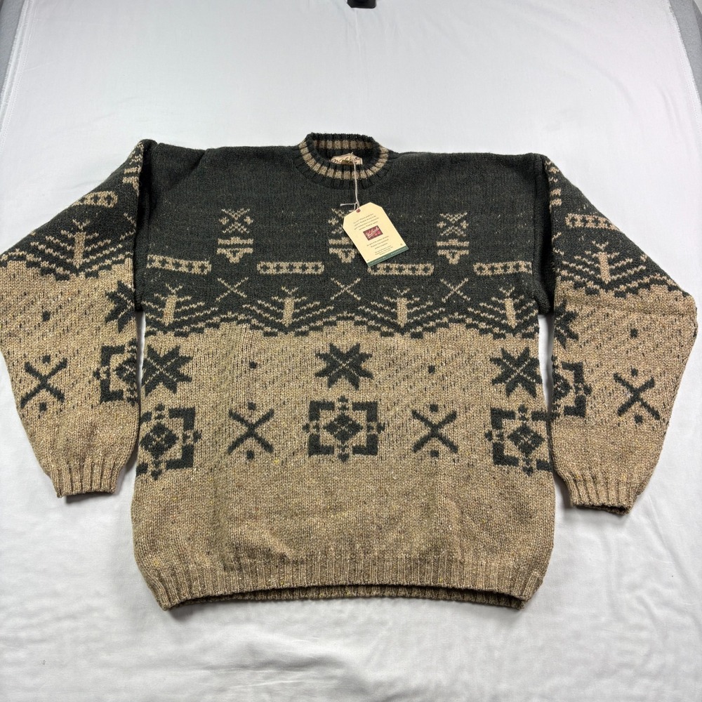 Vintage Woolrich Sweater Mens Large Nordic Pullover Knit Stretch USA Made NEW